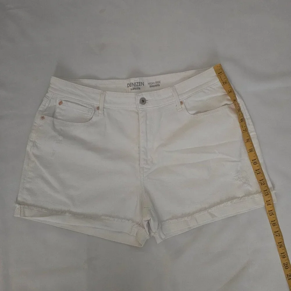DENIZEN From Levi's High‎ Rise Denim Shorts White Women's Size 16 W33